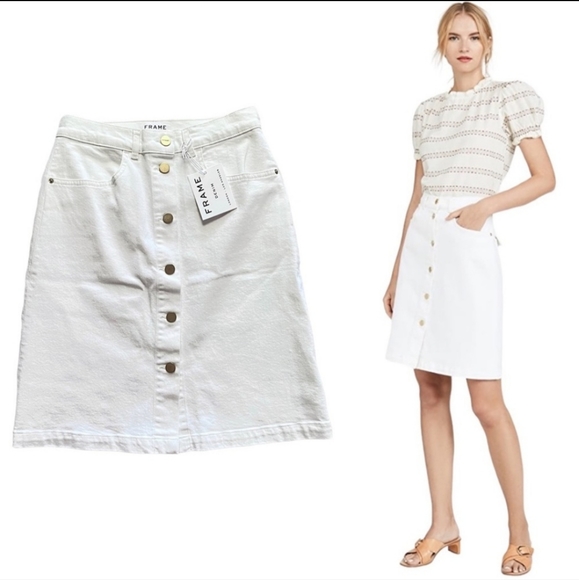 Frame Denim Vintage Boot High Waist Skirt in White Size 25 & 26 - Picture 4 of 4